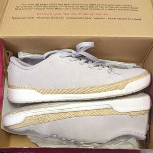 Ryka Gray Tan Sneakers with Espadrille-Inspired Design